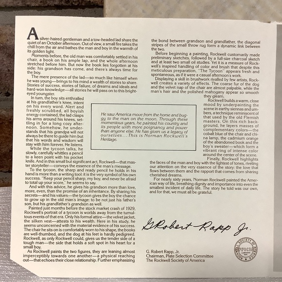 NORMAN ROCKWELL Vintage 1982 “The Tycoon” Collector’s Plate - Picture 6 of 10